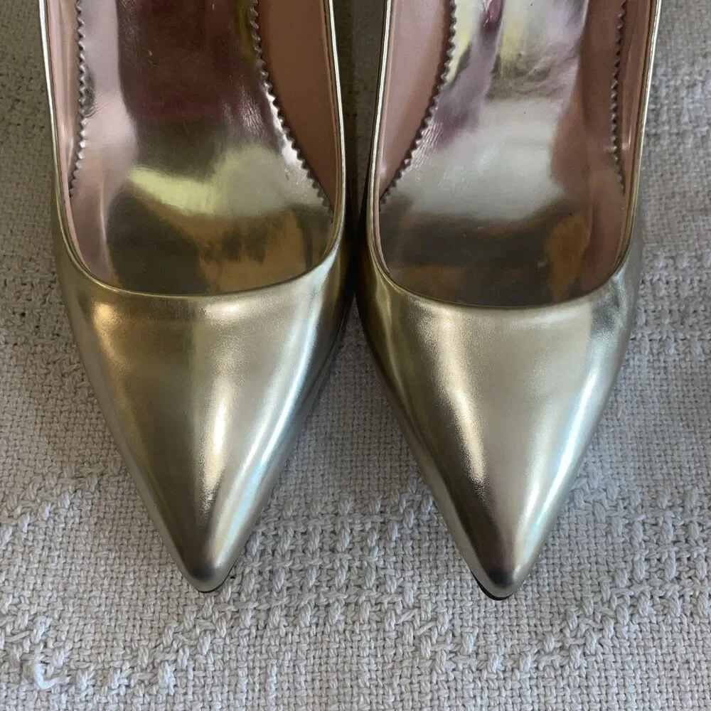 J. Crew Italy Women’s Wedge Heels Size 6 M Gold Metallic Going Out Party Fun